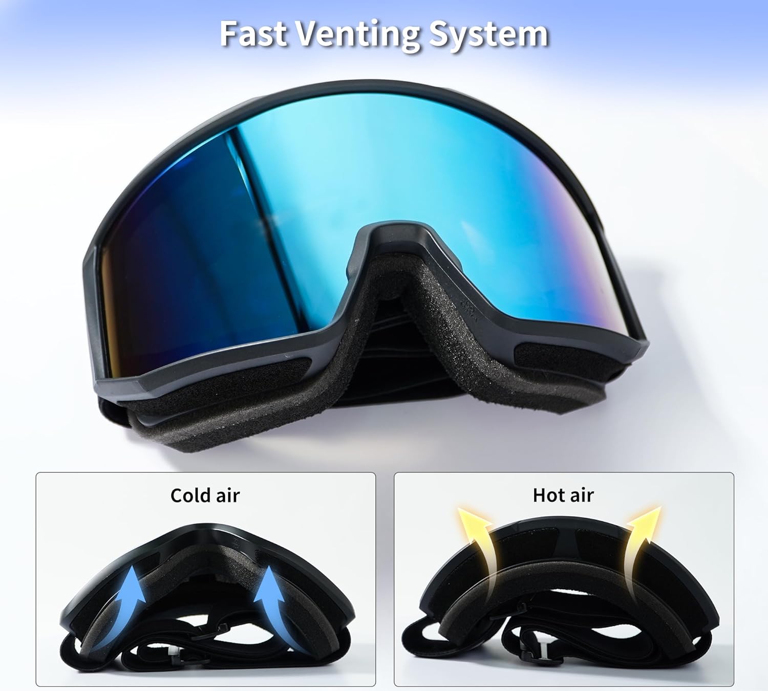 Ski Goggles,Snowboard Goggles for Men Women Adults Youth,Over Glasses OTG/100% UV Protection/Anti-fog/Wide Vision - Image 2
