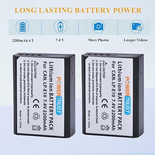 Miniatura 3 de Batería LP-E10 (paquete de 2) para Canon EOS Rebel T3, T5, T6, Kiss X50, Kiss X70, EOS 1100D, EOS 1200D, EOS 1300D