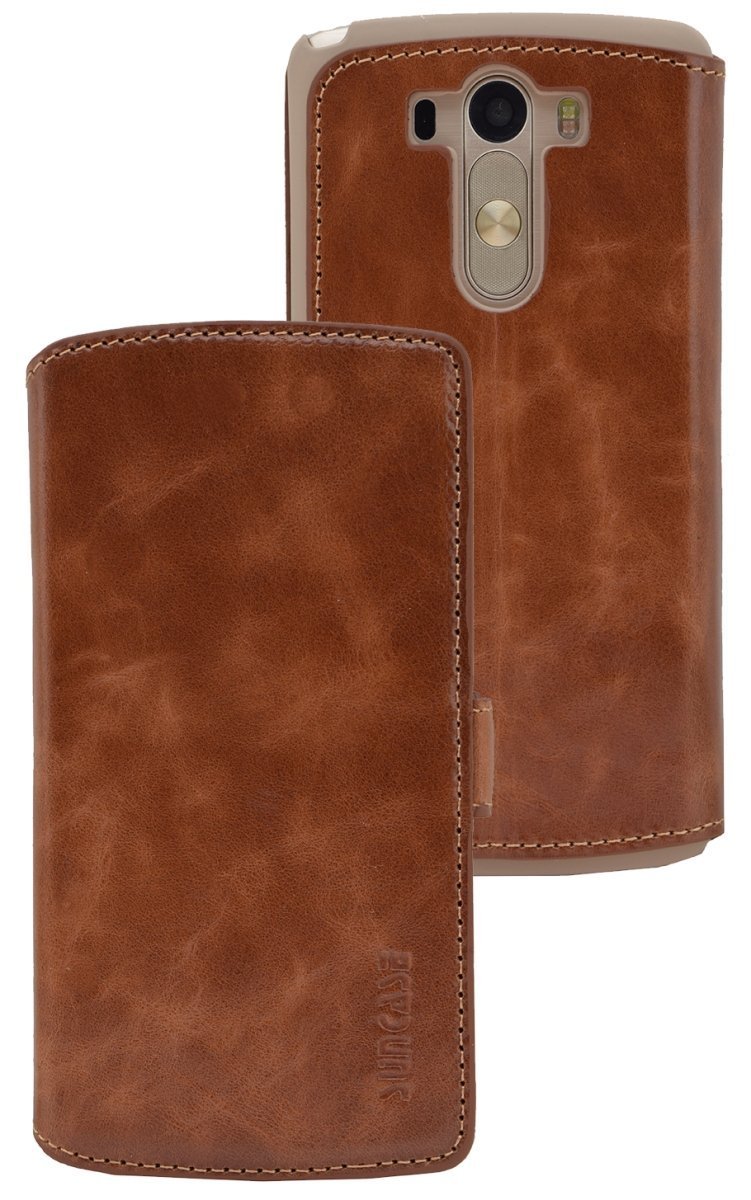 Custodia In Pelle Per LG G3 Con Supporto E Porta Carte – Suncase Originale – Slim - 2
