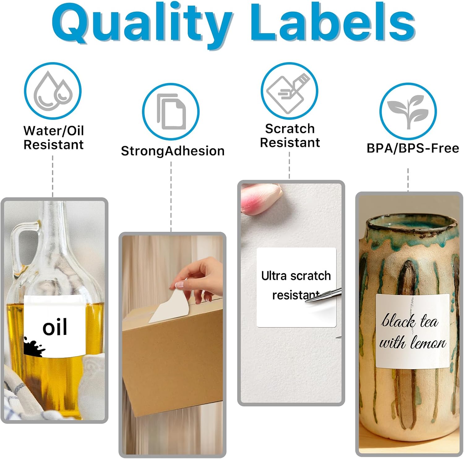 Square Thermal Label Stickers, 2"x2" (50.8mm x 50.8mm) Compatible with Multiple Thermal Printers Self-Adhesive Square Direct Strong Adhesive Thermal Labels, White, 500 Sheets/Roll - Image 4