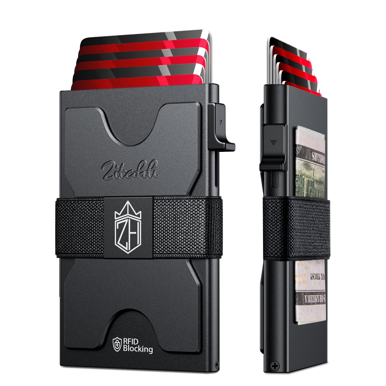 Zitahli Card Holder Wallets for Men - Slim Wallet Holds 6 6 Cards Metal Card Holder Minimalist RFID