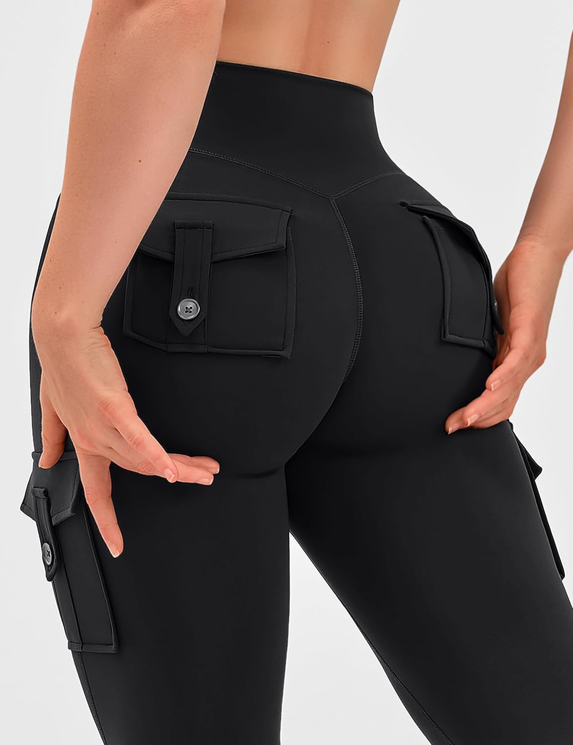 OLCHEE Womens Yoga Pants Flare Leggings with Cargo Pockets Scrunch Butt Lifting High Waist Tummy Control Gym Workout Bootcut - Image 4