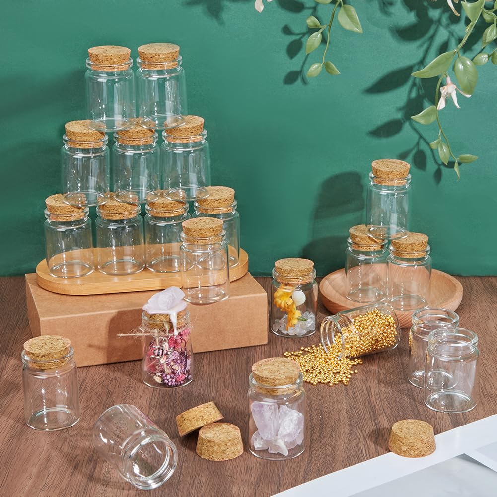 PH PandaHall 48pz Barattoli di Vetro con Tappi di Sughero 30ml Mini Bottiglie Piccoli Barattoli di Vetro per Regali Decorazioni per Feste Oli Essenziali Profumo Conservazione di Semi e Spezie