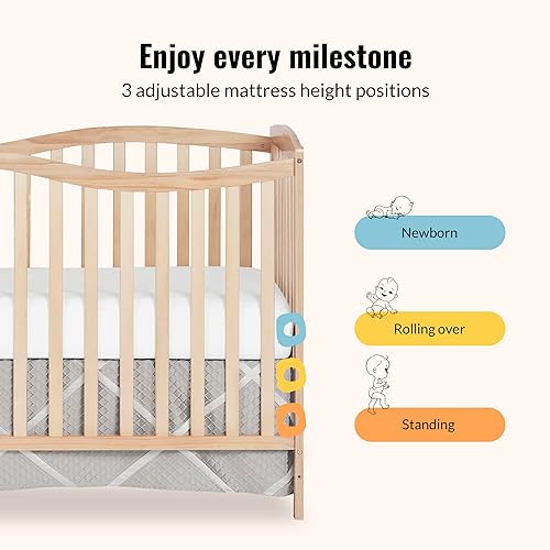 Miniatura 6 de Dream On Me Chelsea - Cuna convertible 5 en 1 de tamaño completo para bebé en natural, GreenGuard Gold y JPMA, madera de pino, 4 alturas de colchón,