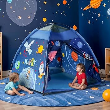 SANGANI, Kids Play Tent House | Kids Tent House Foldable | Tent for Camping | Toys for 2+ Years Girls and Boys| Light Weight Water Repellent |Play Tent for 2 Person (Space) (Big Tent-Space-01)