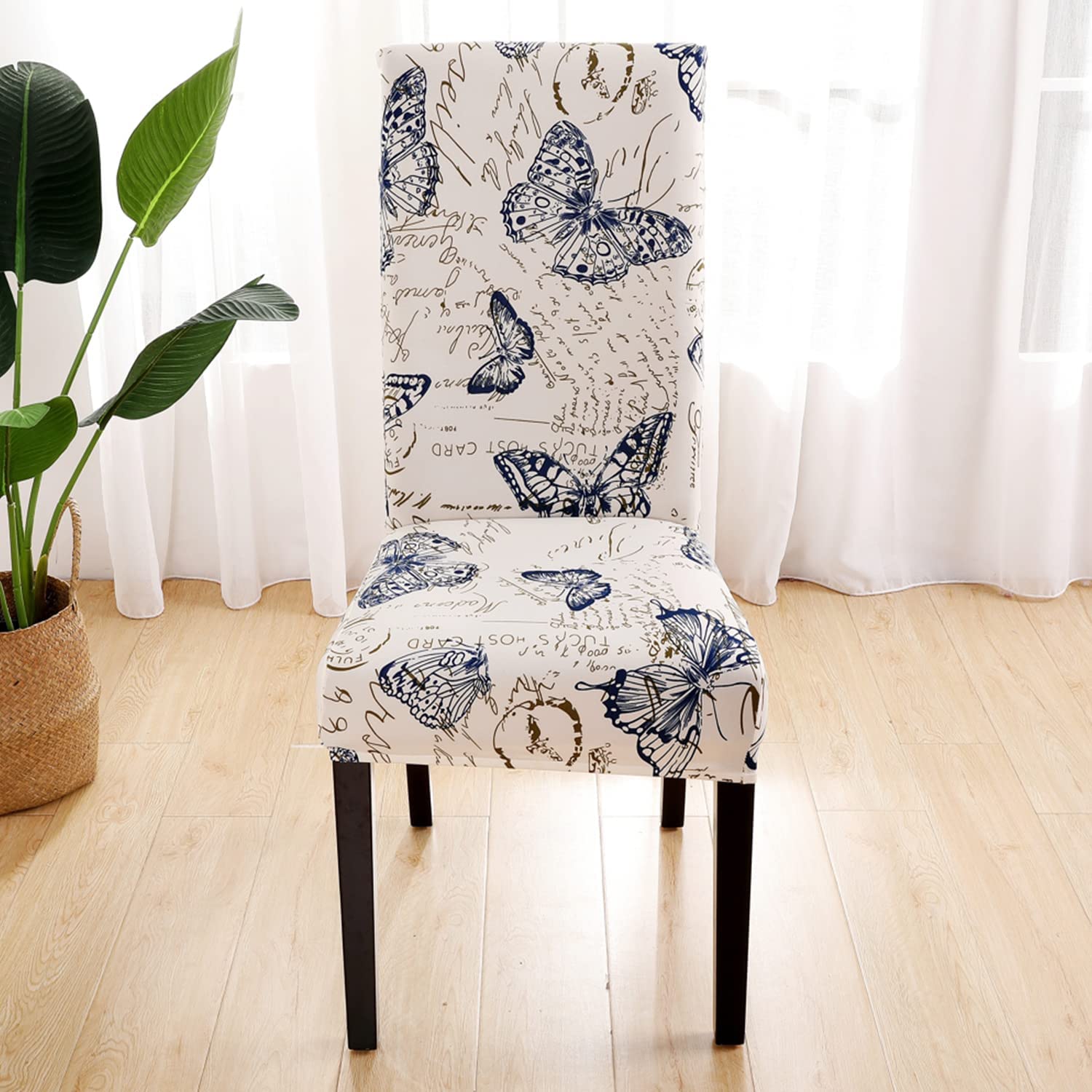 HZDHCLH Chair Covers Slipcovers 4/6 PCs Stretch Removable Washable Short Dining Chair Protector Cover Seat for Hotel,Dining Room,Ceremony(Butterfly,6 PCS) - Image 3