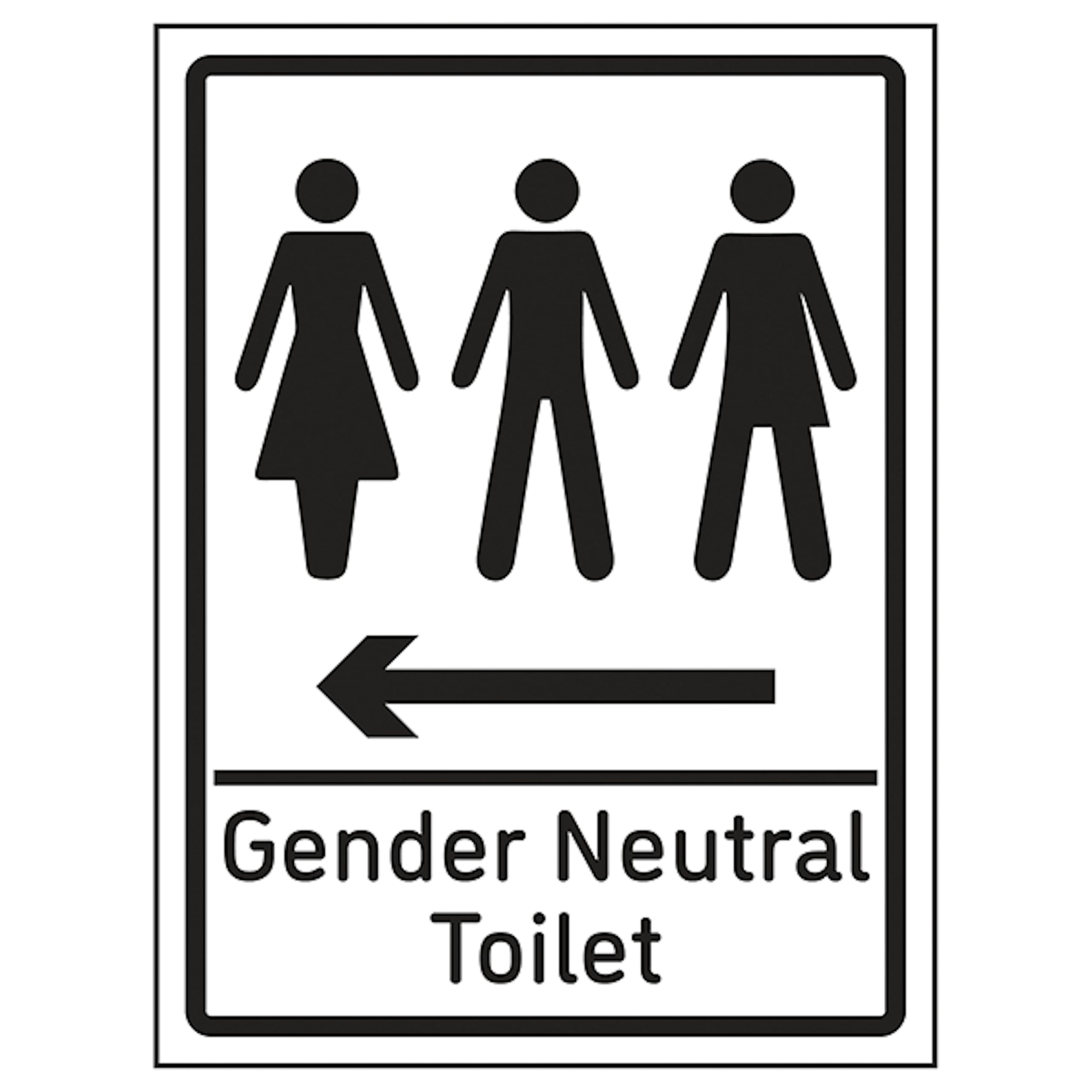 V Safety Gender Neutral Toilet Arrow Left 200 x 300 mm - Glow In The Dark Self Adhesive Vinyl Safety Sign