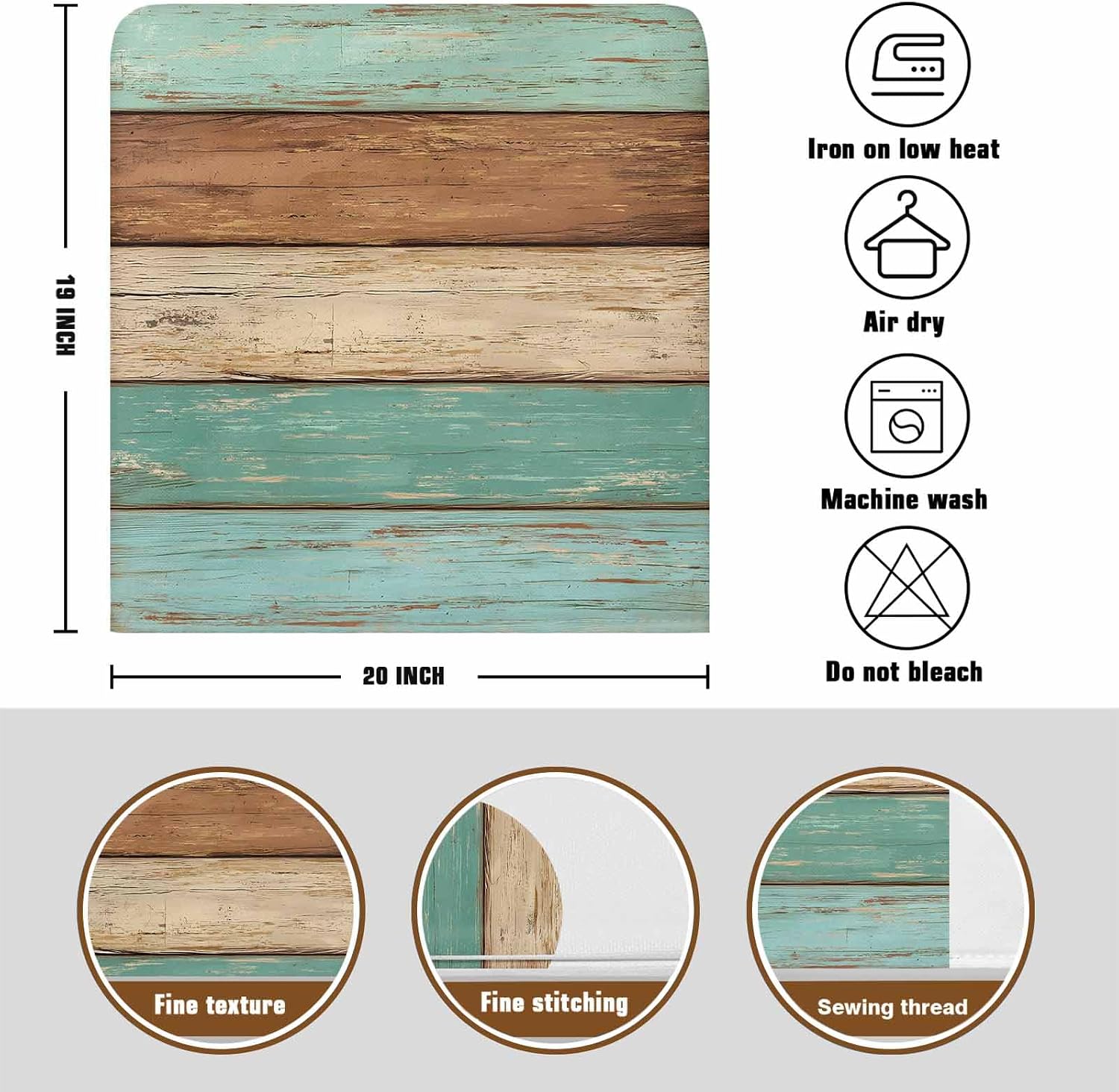 Dining Room Chair Back Covers-Set of 4,Rustic Retro Wood Plank Chair Slipcovers Washable Removable Furniture Seat Protector for Home Kitchen Decor,Vintage Green Brown Beige Wood Grain