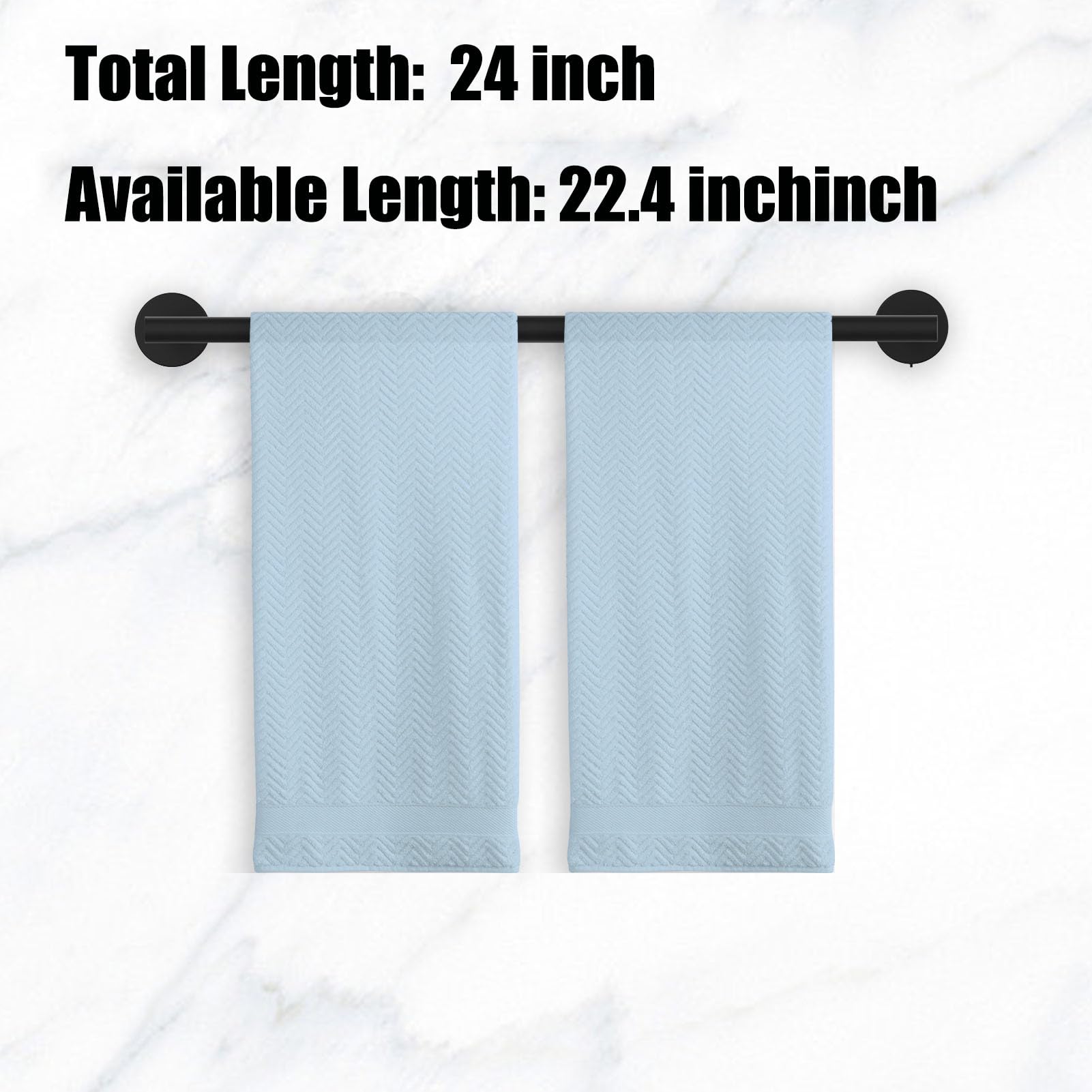 Newfun 24 Inch Matte Black Bathroom Towel Bar,2Pcs Towel Racks for Bathroom Rod Classic SUS304 Stainless Steel Bathroom Towel Holder Wall Mounted