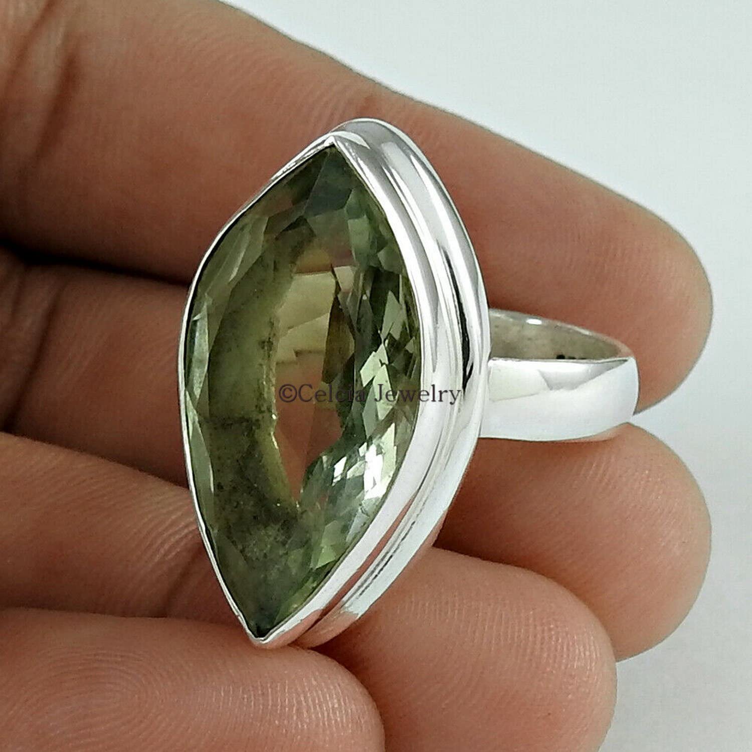 Joyería hecha a mano de amatista verde natural, anillo étnico de plata 925, anillo banda unisex, anillos de compromiso para parejas, anillo promesa, regalos de aniversario