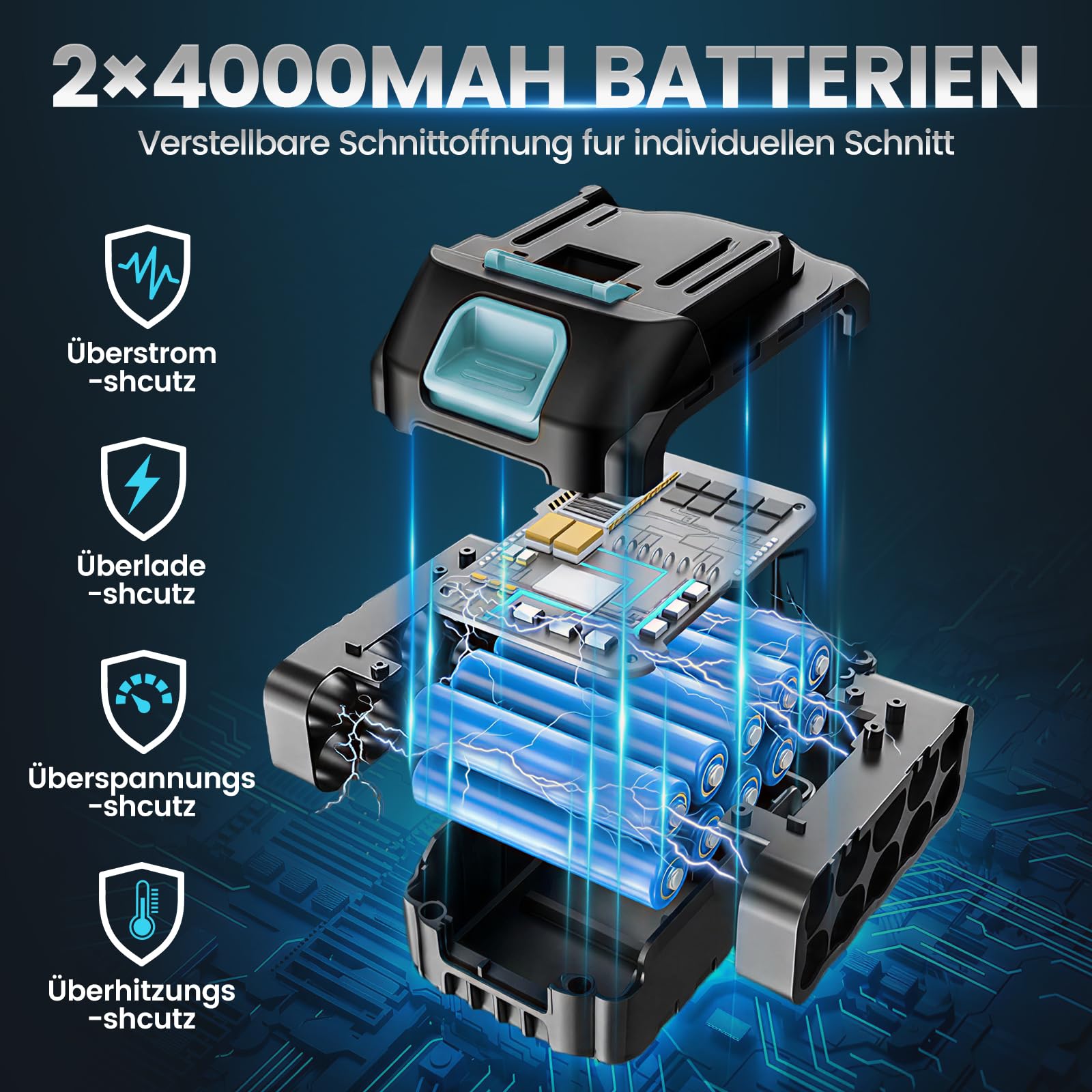 Mini motosierra con batería de 8 y 6 pulgadas con baterías de 2 x 4 Ah