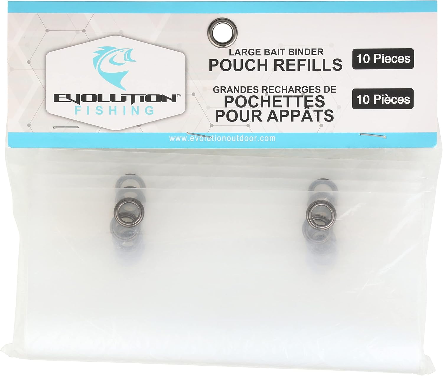 Evolution Fishing Bait Binder Pouch Refills - 10 Removable Sleeves, Clear, Zippered Closure, Weather Resistant