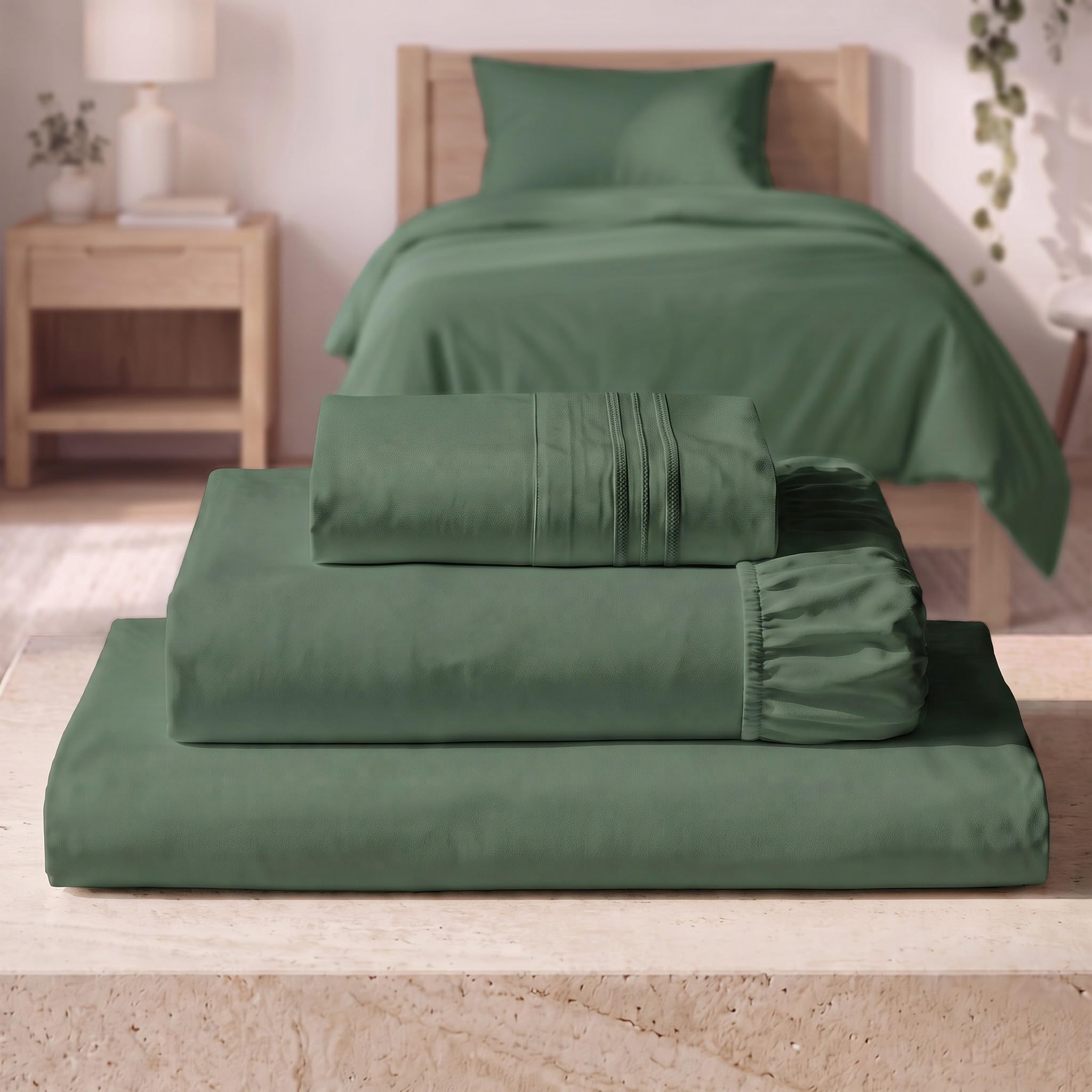 Mellanni Iconic 3-Piece, Ultra Soft Sheet Set (Twin, Emerald Green)