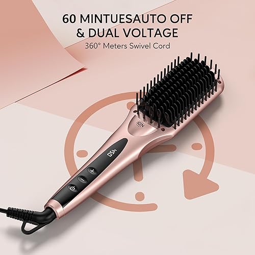 Miniatura 6 de Terviiix Cepillo alisador de pelo, 1.75 pulgadas de ancho, cepillo alisador de pelo plano para el cabello, peine alisador de cerámica antiquemaduras