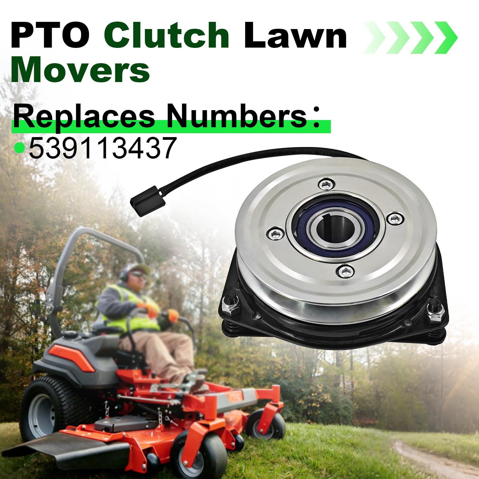 Embrague PTO 539113437 X0606 para Husqvarna EZ4822 EZ4824 EZ6124 EZ5224 EZ5225, embrague eléctrico PTO de 150 pies compatible con Dixon para cortacéspedes Kees al aire libre con arnés de