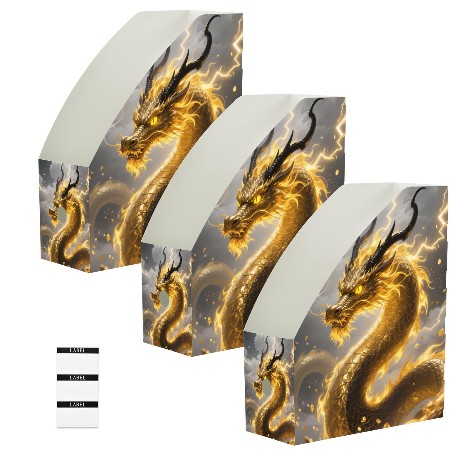 Boîtes de rangement pliables papier bureau Organiseur courrier et archives dragon doré
