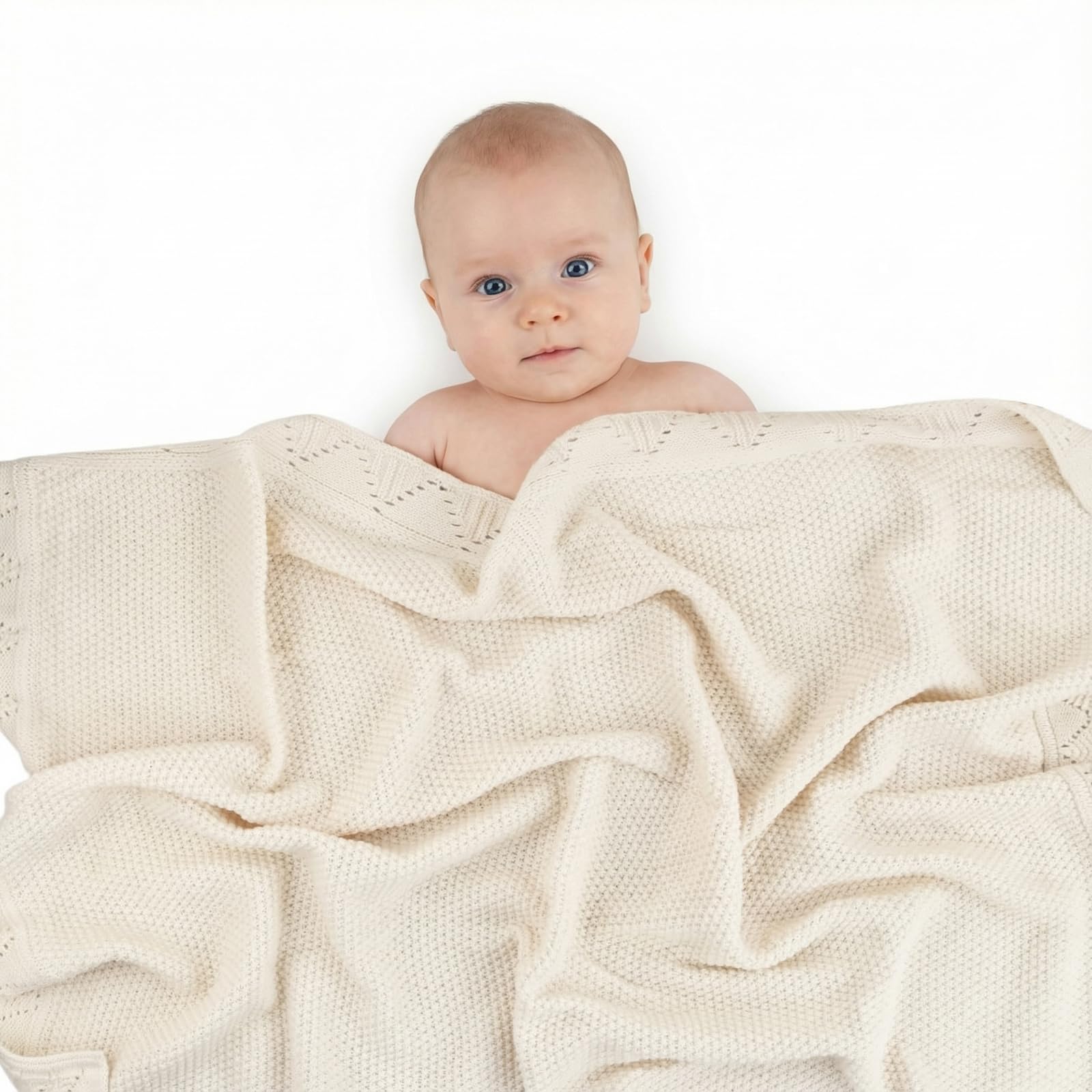 Coperta Neonato Culinavog In Tessuto Cellulare 100x80 Cm - Morbida, Traspirante, Adatta A Tutte Le Stagioni (Beige)