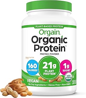 Orgain Organic Vegan Protein Powder, Peanut Butter - 21g Plant Protein, ...