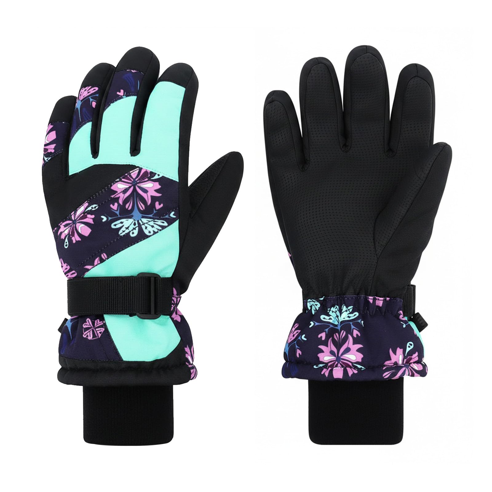 Duoyeree Kids Winter Gloves, Waterproof 5-Finger Ski Gloves 4-13Y