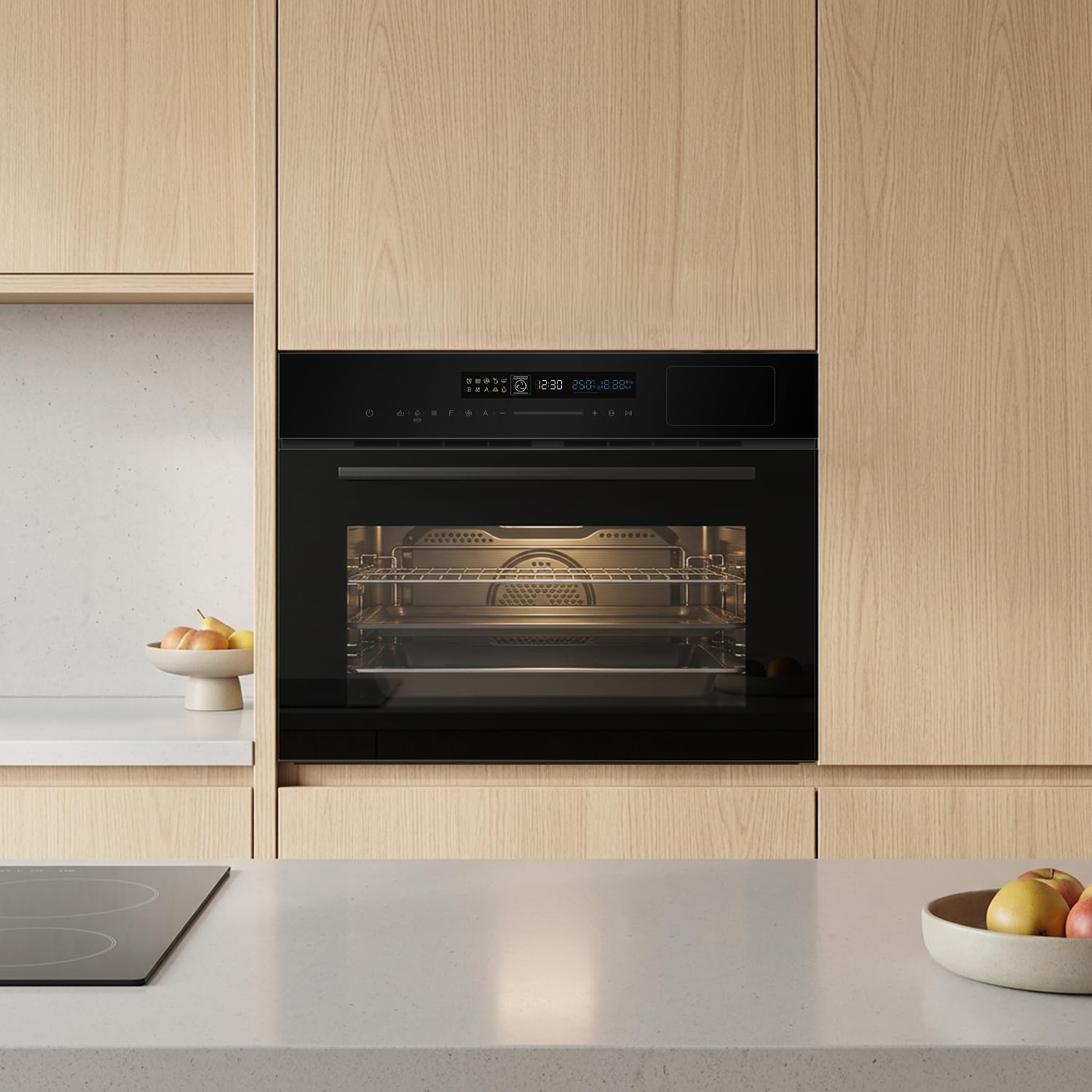 KKT KOLBE Forno da incasso 5 in 1 60 cm con microonde, AirFry, grill e vapore | 50 L | funzione pizza, ventilato, aria calda | timer automatico, display LED | EBMS4503S2