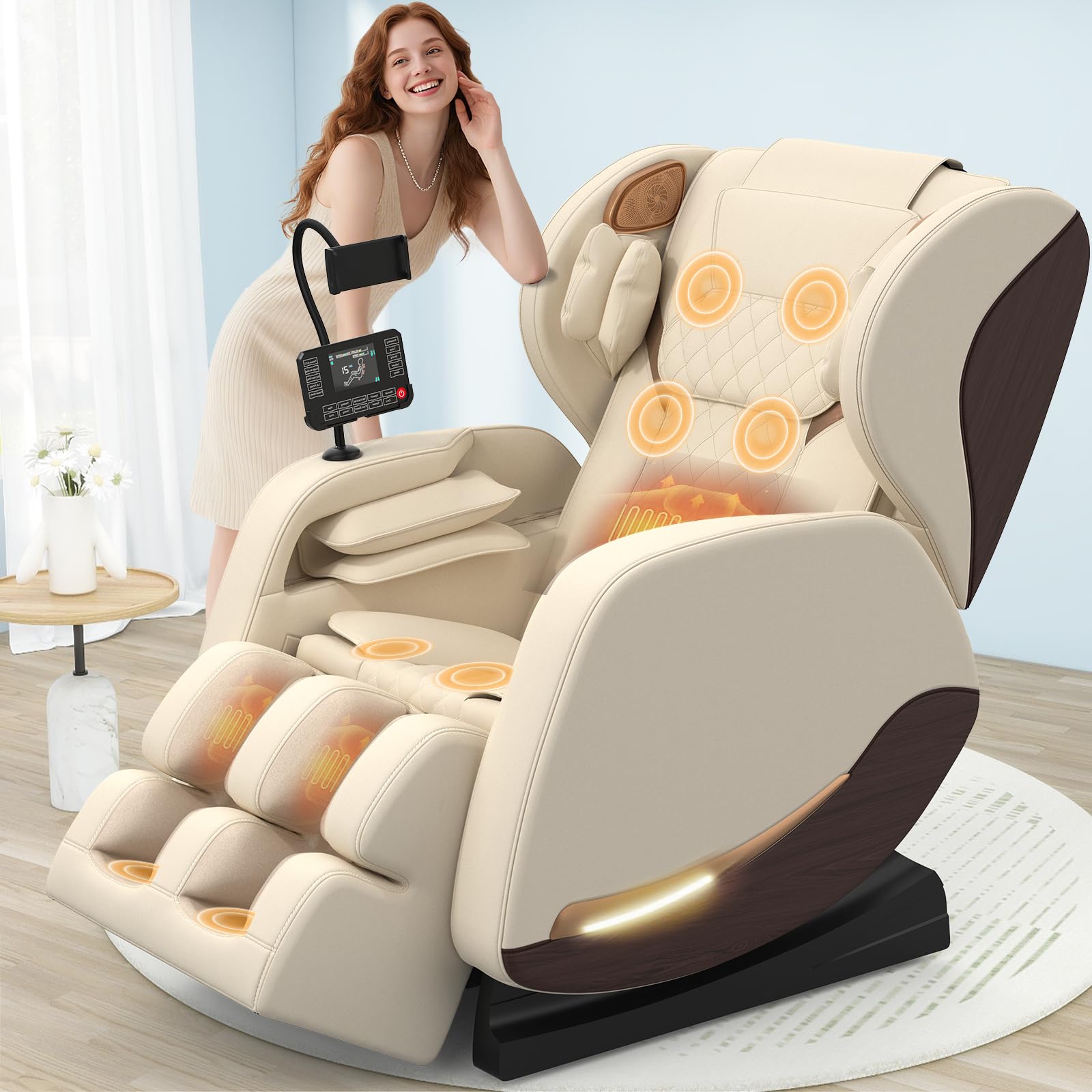 Poltrona Massaggianti Per Tutto il Corpo con Riscaldamento,14 rulli per Massaggio,Massaggio piedi,8 Airbag, Altoparlante Bluetooth, Controller Touch Screen,Poltrona massaggianteo per Homer Theater