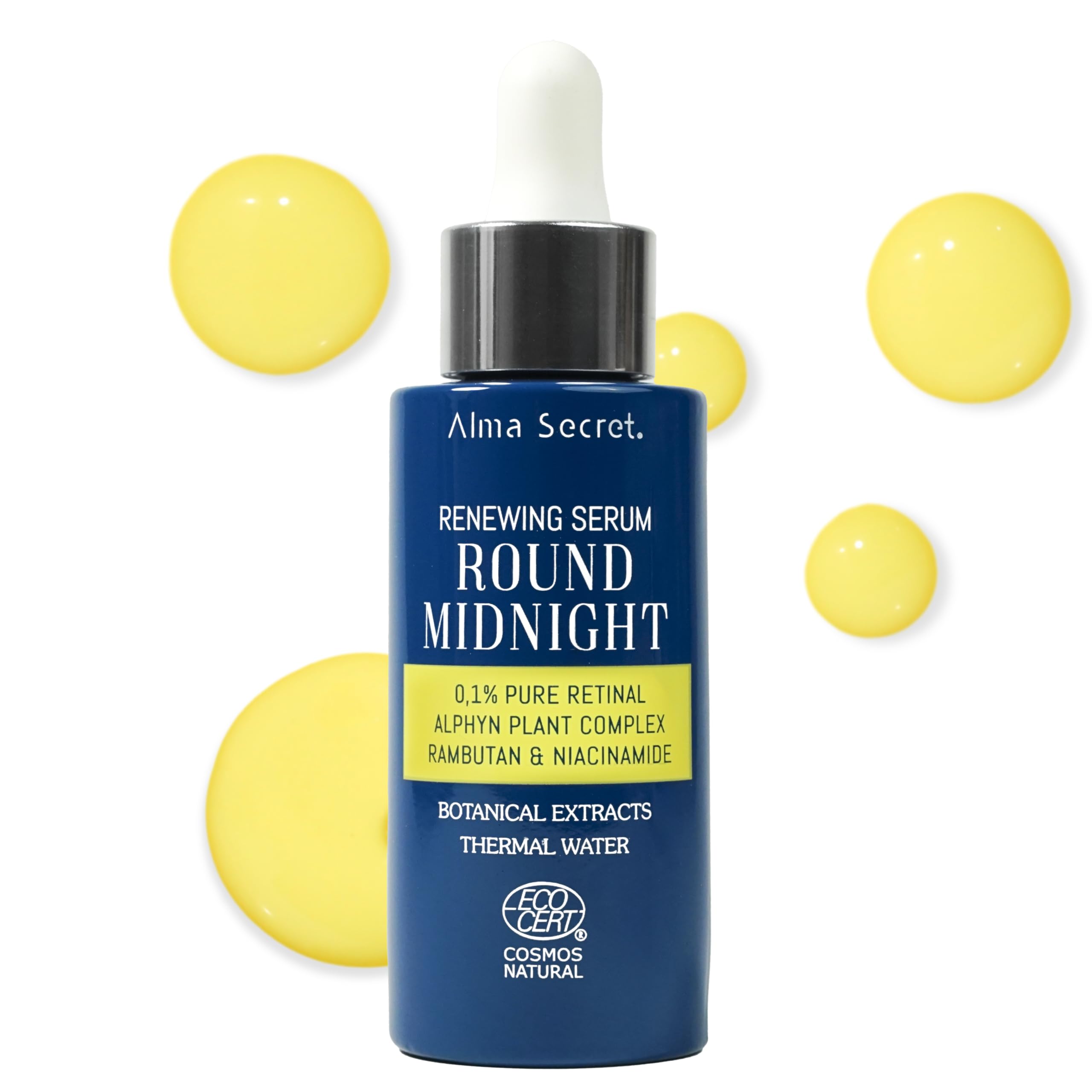 Alma Secret | Sérum Visage au Retinal Pur – Anti-rides, Anti-taches, Illuminateur et Hydratant à la Niacinamide et au Ramboutan – Vegan, Cruelty Free – Soin Anti-Âge de Nuit (Concentration 0,1%)