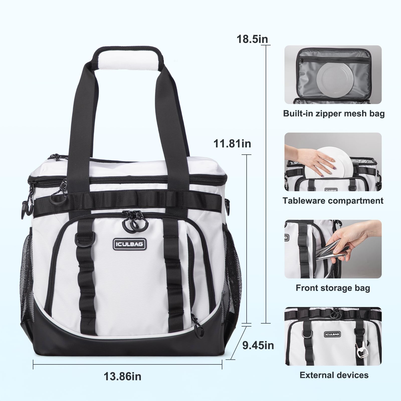 Weiche Reise-Kühltasche, isoliert, 16 Stunden, für Camping, Wandern, Strand, Reisen, weiche Seiten, isolierte Kühltasche, 24/48 Dosen für Damen und Herren