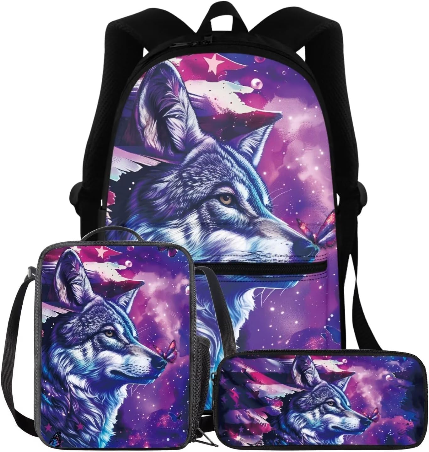 BIGCARJOB Cute Animal Backpack Set for Boys Girls 8-10,Animal Horse School Book Bags Children Schoolbags Set with Lunch Box Pencil Bag Set 3 Pcs Horse Print Schoolbags Set Kids Back to School Bags Set