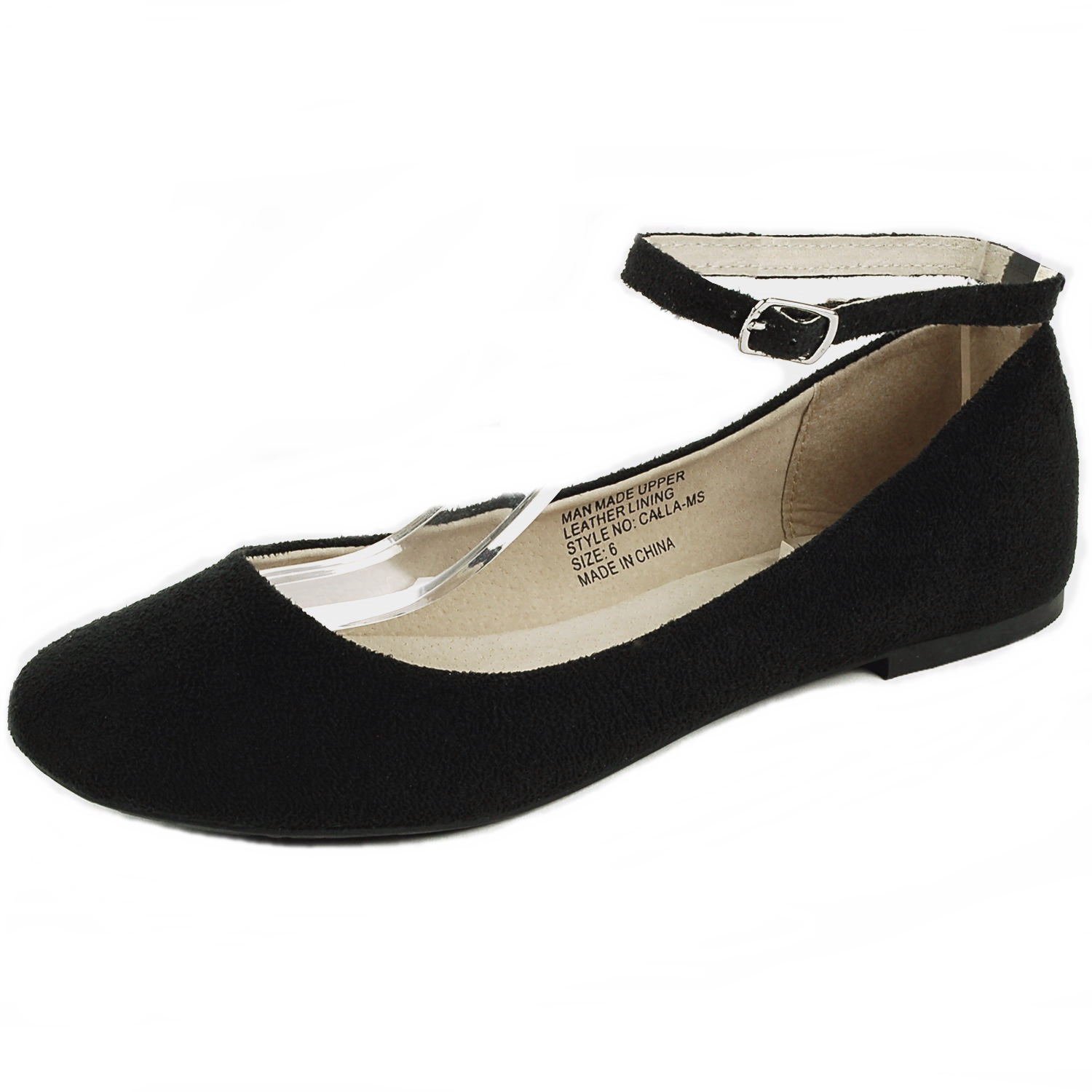 alpine swiss Ballerine Calla con cinturino alla caviglia foderate in pelle scamosciata da donna