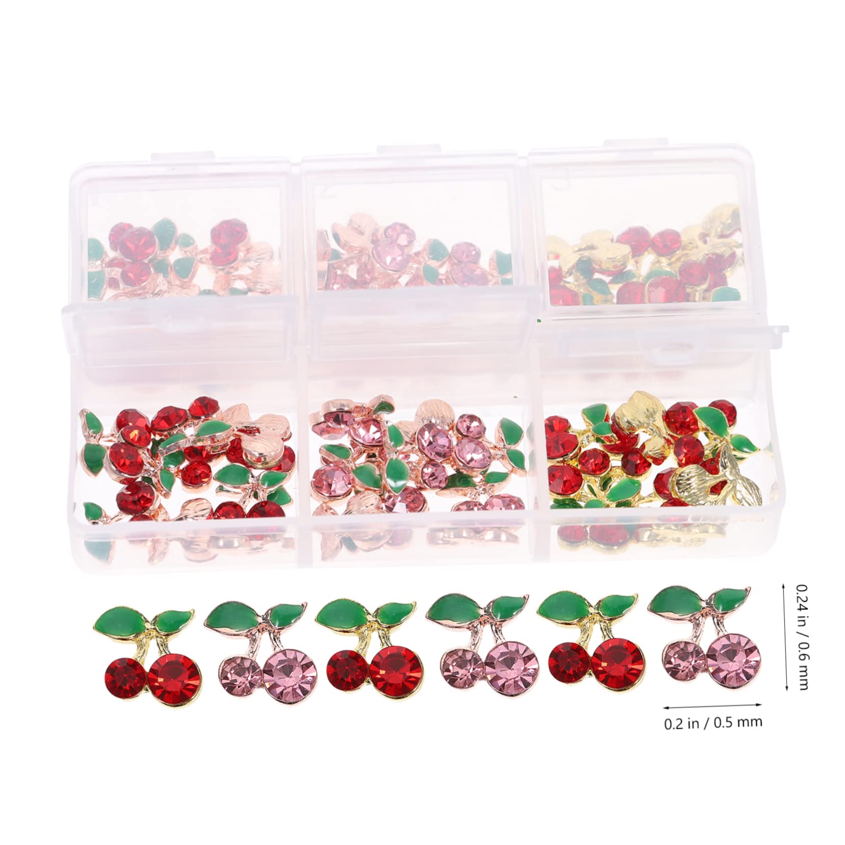 Healeved 180piezas Charms De Uñas Brillantes De Cereza Decoraciones De Uñas Para Mujeres Accesorios De Cristales Para Nail Art Estilo Elegante y Único