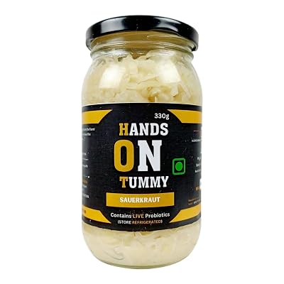 Hands On Tummy - Sauerkraut | Fermented Organic Cabbages | Probiotic Pickle For Gut & Overall Wellness | 330 Grams