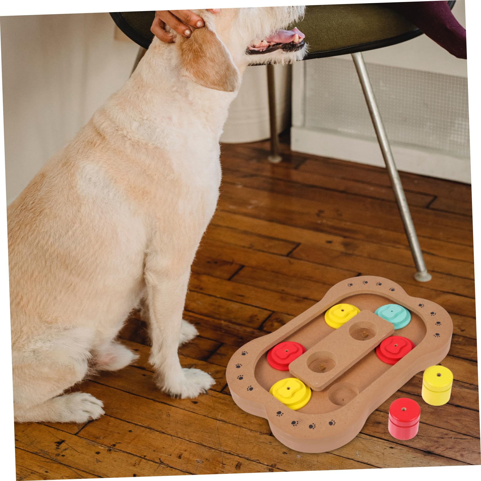 COLLBATH Holz Knochen Spielzeug mit Slow Eating Funktion für Hunde Intelligenter Futterautomat zum Langsamen Fressen