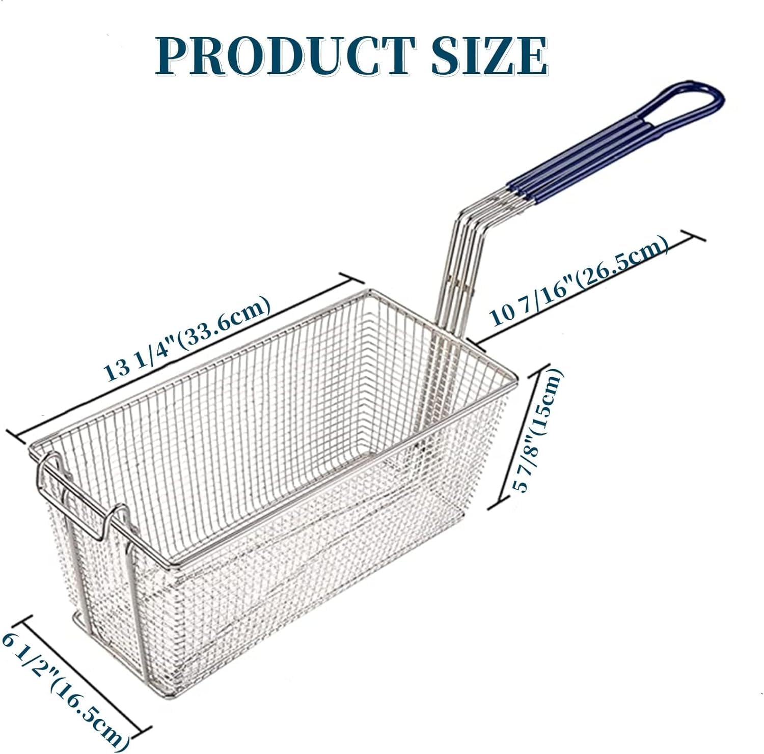 4PCS Deep Fryer Basket with Drain Plug Heavy Duty Stainless Steel Wire Mesh Basket for Frying Oil Drainer with Silicone Handle for Kitchen Restaurant