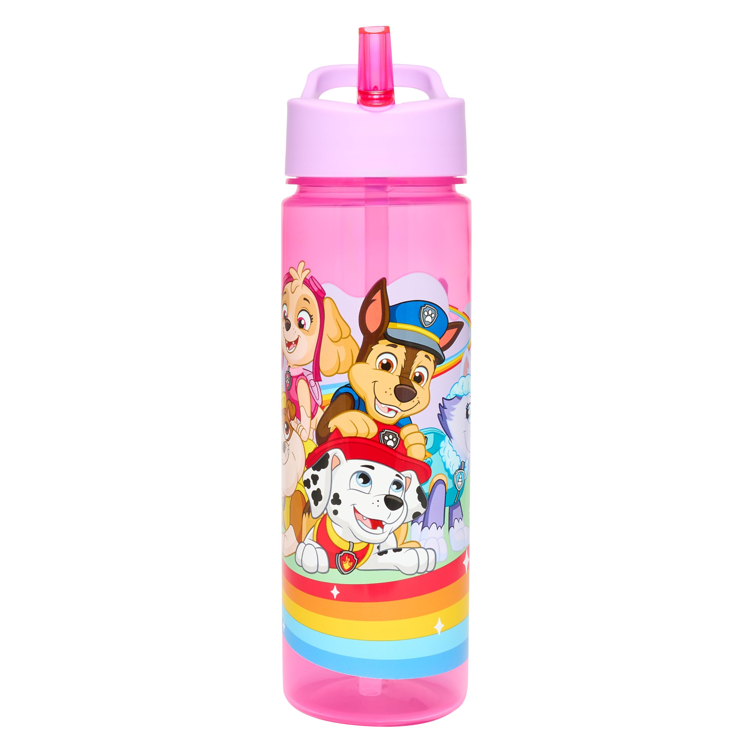 Paw Patrol Water Bottle with Straw – Reusable Kids 600ml PP for Girls – in Pink/Purple – Official Merchandise by Polar Gear – BPA Free & Recyclable Plastic – for School Nursery Sports Picnic