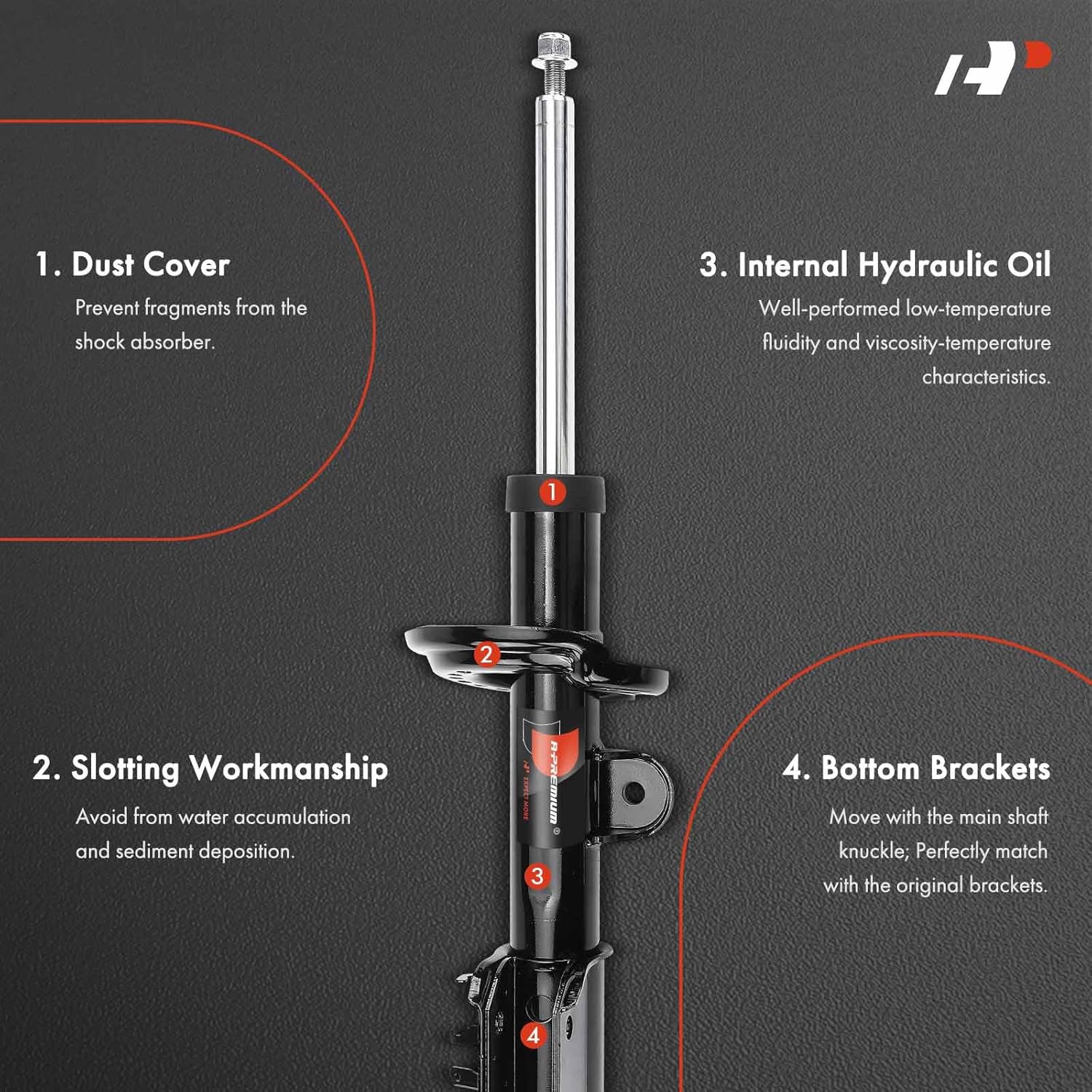 A-Premium Front Strut Shock Absorbers Compatible with Jeep [2.4L] Compass 2017 2018 2019 2020 2021, w/ 9-Spd Auto Trans & 16x6.5 Wheels, 2-PC Set