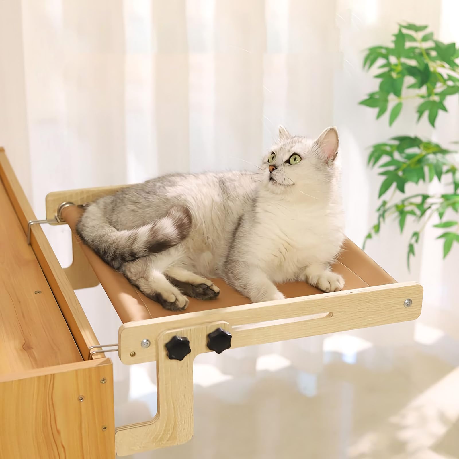 Katzen Hängematte Für Ruheplatz Aus Holz Ohne Bohren Für Kätzchen | bank Sitzplatz Für Kätzchen Für Tierhalter Tierfreunde Wohnung Büro Schlafzimmer Balkon Ruhezone Schubladen