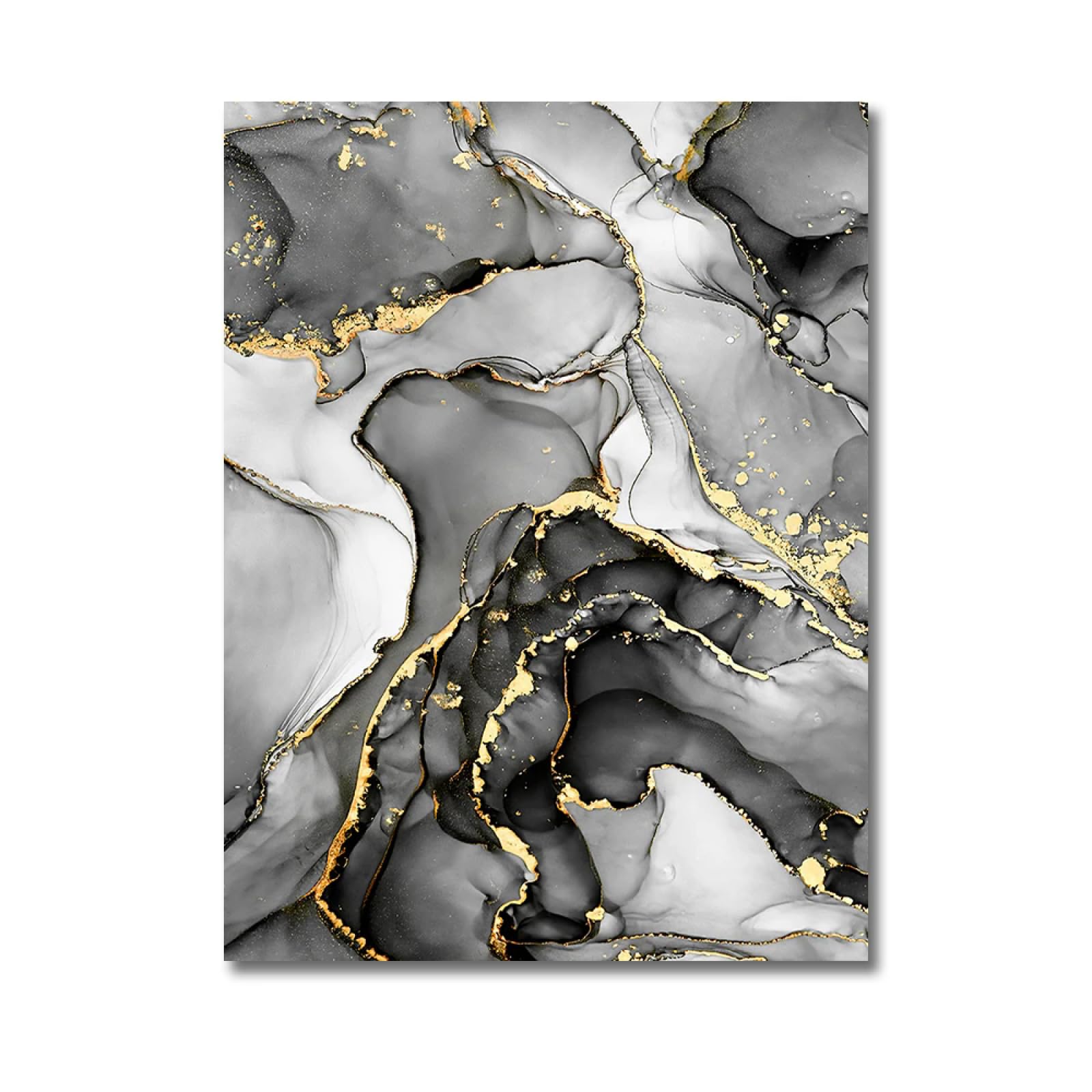 Pintura abstracta de tinta nórdica, carteles de mármol negro dorado, impresiones en lienzo, arte de pared, impresiones en lienzo, imágenes para sala de estar, 80x100cm (31"x39") x3 con marco negro