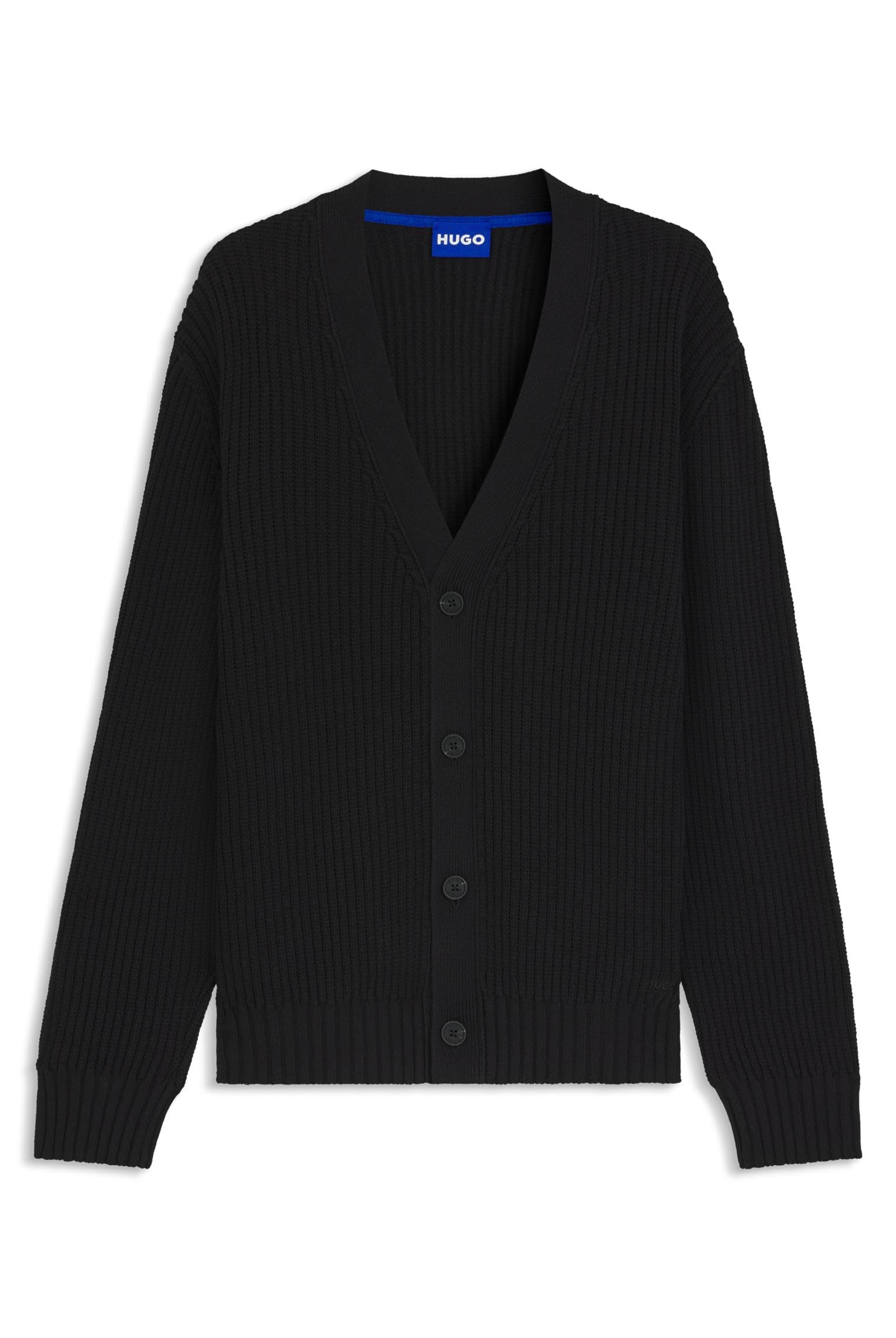 HUGO Herren Sonnick Relaxed-Fit Strickjacke mit Rippstruktur