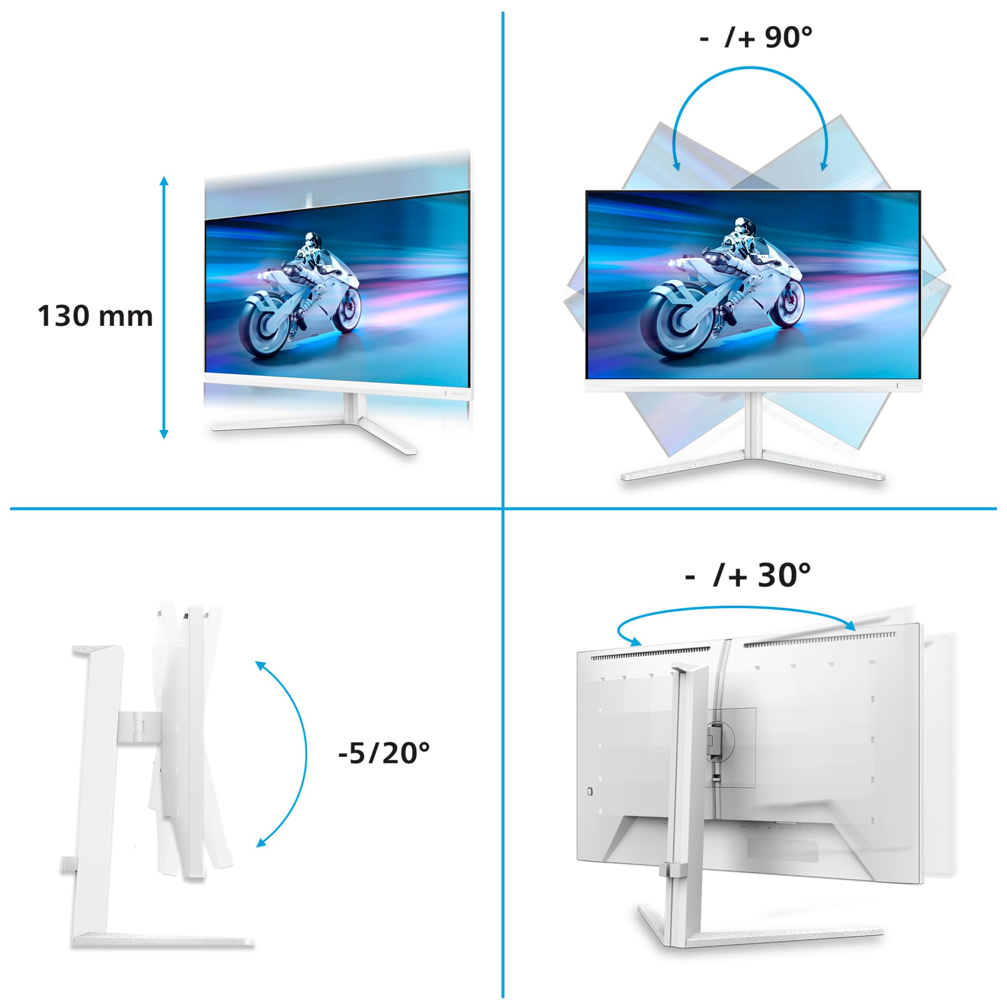Philips 27M2N6501L 26,5 cala WQHD Monitor, 240 Hz, Panel QD-OLED, 0,03 ms GtG, Adaptive Sync, HDR10, G-Sync Comp., regulacja wysokości (2560 x 1440, HDMI 2 x 2.1, DP 1 x 1.4, koncentrator USB) Biały