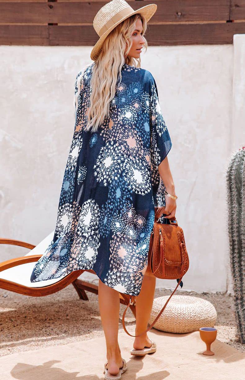 Kimono für Damen Sommer Strickjacken Open Front Badeanzug Cover Up Hawaiian Beach Shirts 2026