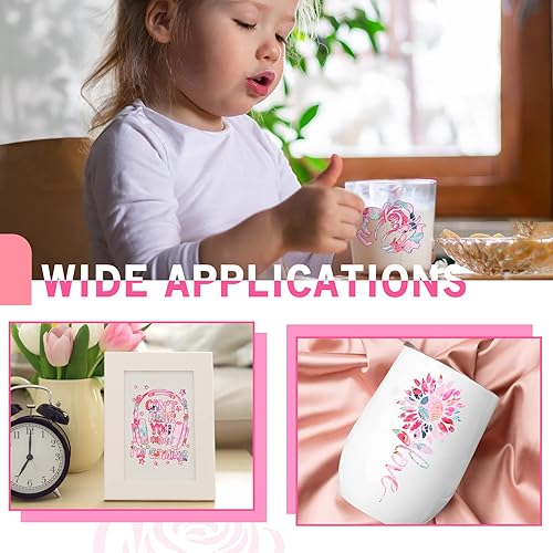 Miniatura 6 de Tintnut Rollo de vinilo permanente  12 pulgadas x 5 pies, vinilo adhesivo permanente con patrón de acuarela rosa para máquina de corte, decoración