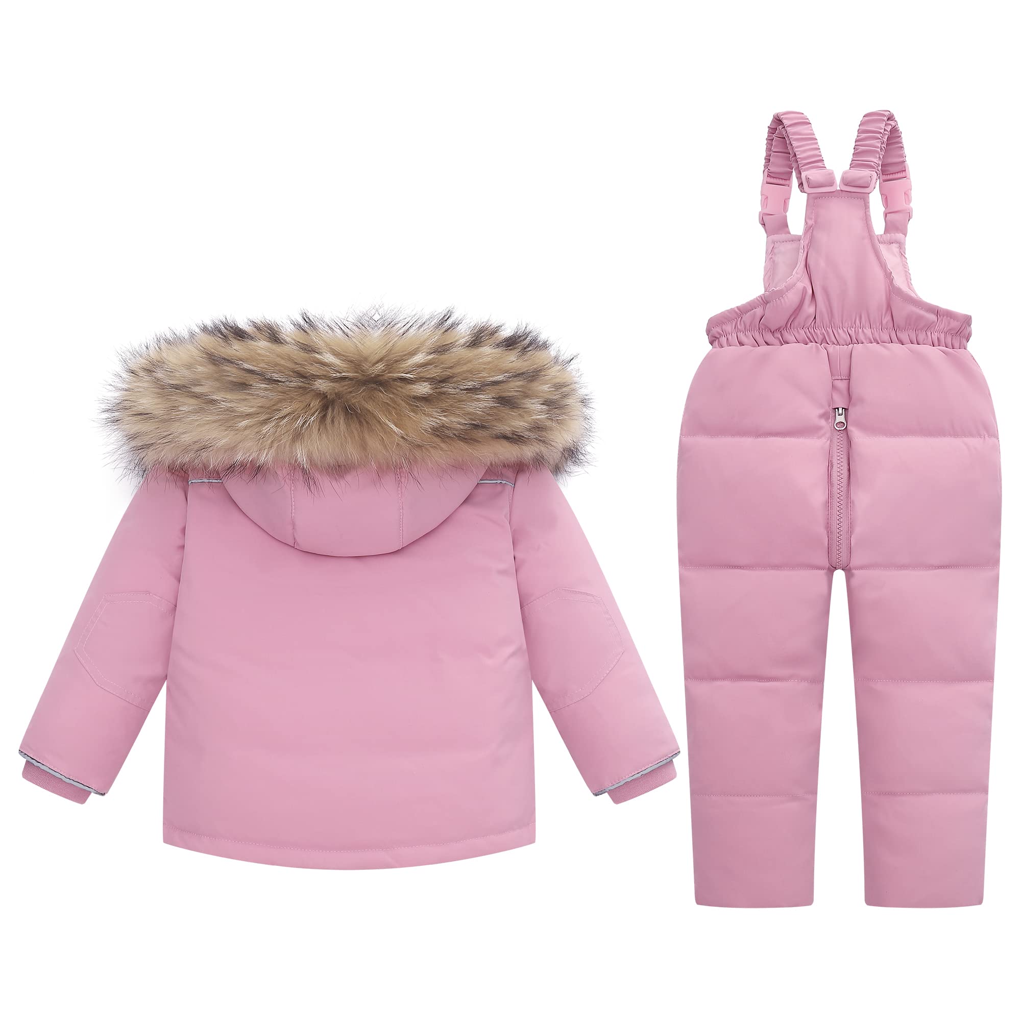 Fewlby Enfant Combinaison de Neige, Doudoune à Capuche + Pantalons de Ski, Fille Garçon 2PCS Ensemble de Combinaison de Ski Manteau de Duvet Salopettes de Ski Hiver Snowsuit