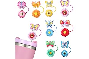 Butterfly Flower Spring Straw Toppers for Colorful Cup Tumbler