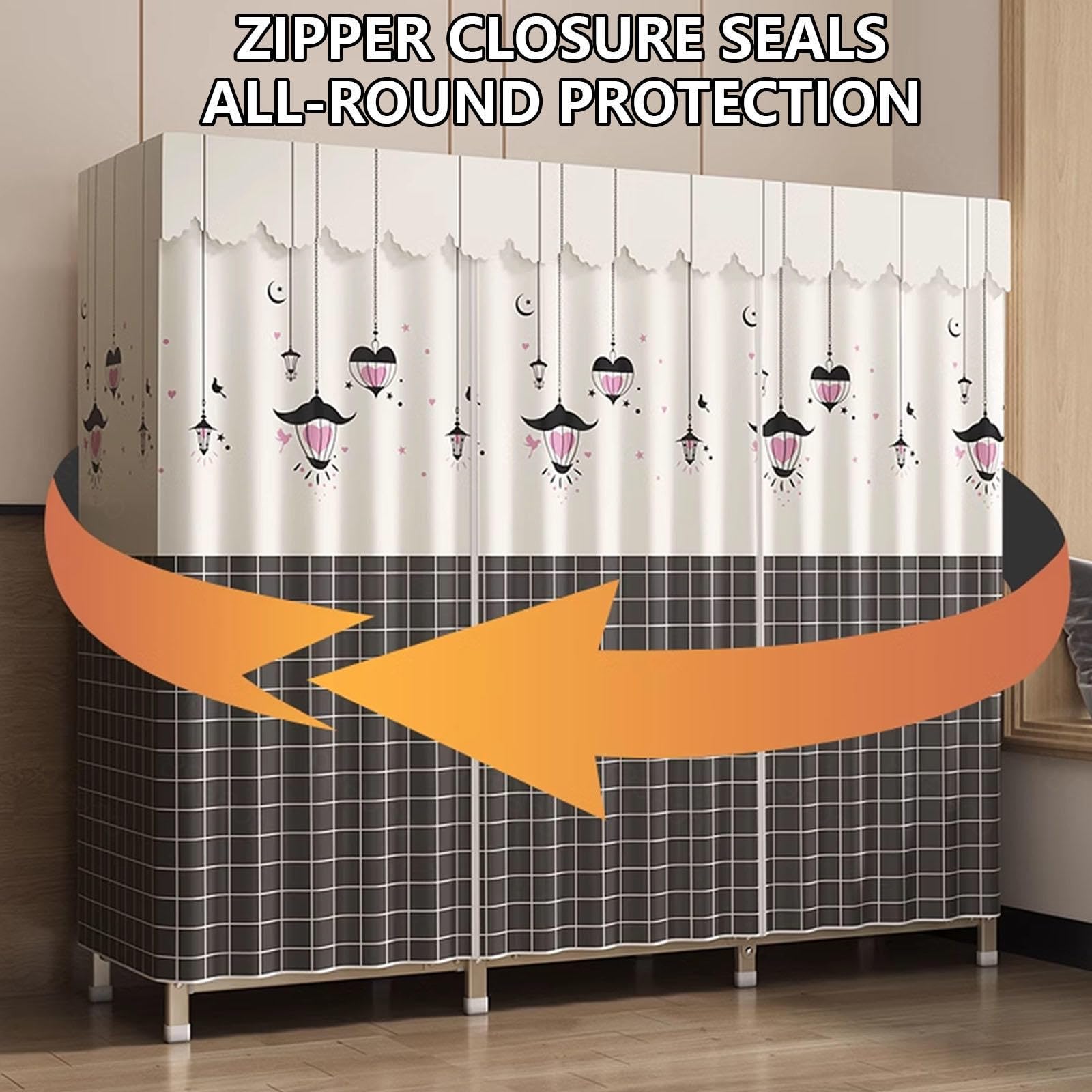 Kleiderschrank, Kleiderschrank aus Segeltuch, tragbare Kleiderschrankregale, faltbarer Schrank mit Kleiderstange und Stoffbezug, Schrank für Schlafzimmer, B-163 x 45 x 170 cm