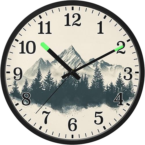 Miniatura 8 de JUNZAN Luminous Voice-Activated Round Wall Clock 12 Inch Vintage Design Mountain Simple Battery Operated Silent Non-Ticking Wallclock for Office