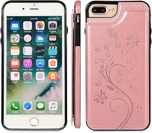 Miniatura 4 de Funda de teléfono para iPhone 7plus 8plus 78 Plus con protector de pantalla de vidrio templado y tarjetero para tarjetero, accesorios de cuero para