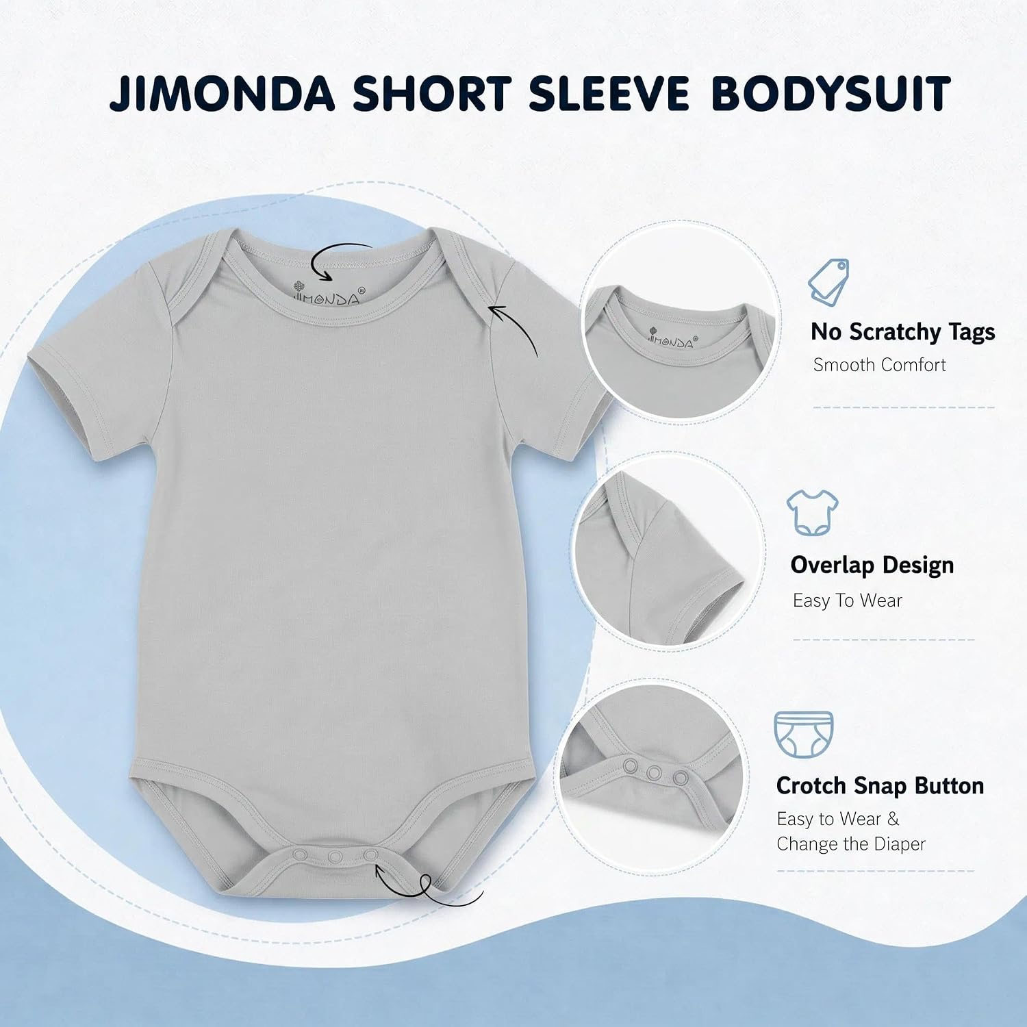 Jimonda Baby Bodysuits Rayon from Bamboo Short Sleeve Baby Boys Girls Rompers Soft Outfits Newborn Clothes
