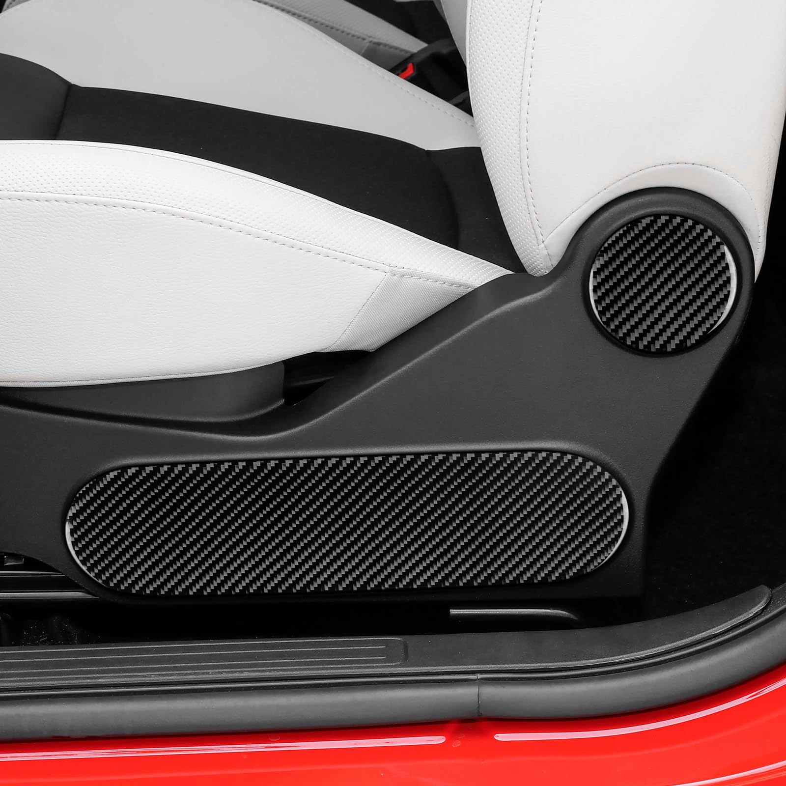 KUNGKIC Per Fiat 500 2008 – 2024 Abarth 595/695 2012 – 2024 sedili auto in fibra di carbonio manopole di regolazione per rivestimento decorativo interno accessori adesivi inclusi,regalo 4 pezzi (nero)