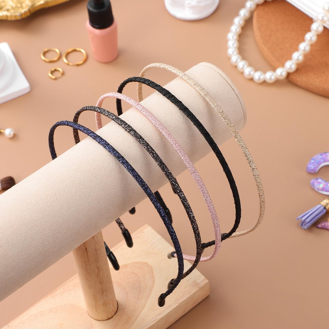 FOMIYES Fasce per capelli in metallo, 5 pezzi, fascia sottile per capelli, cerchietto per capelli a molla, cerchietto per capelli non semplice, decorazione per la testa per trucco, sport, yoga, cura