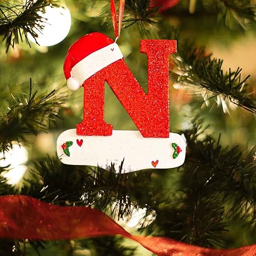 Miniatura 5 de Adorno de letras de Navidad acrílico para colgar en el árbol de Navidad decoración de regalo de regalo colgante casual rojo y blanco decoración